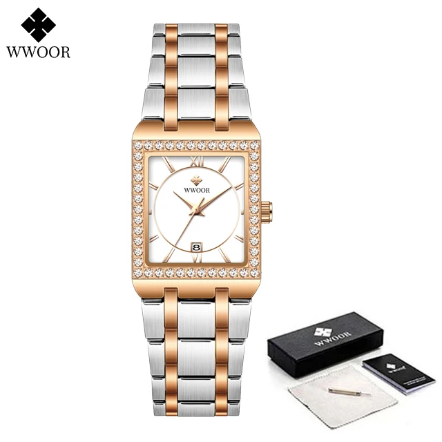 WWOOR Women's Gold Luxury Steel Bracelet Watch