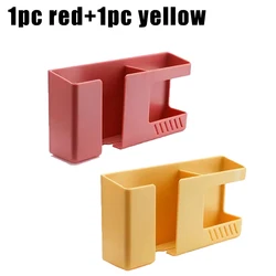 Wall - Mounted Multifunctional Phone and Remote Storage Rack (1 red 1 yellow)