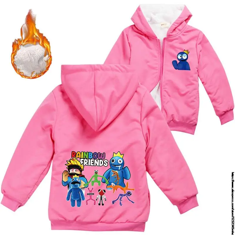 Inverno Rainbow Friends Cappotti Per Bambini Giacche Spesse Per Ragazzi Warm Plush Addensare Capispalla Per Ragazze Vestiti Con Cappuccio In Pelliccia