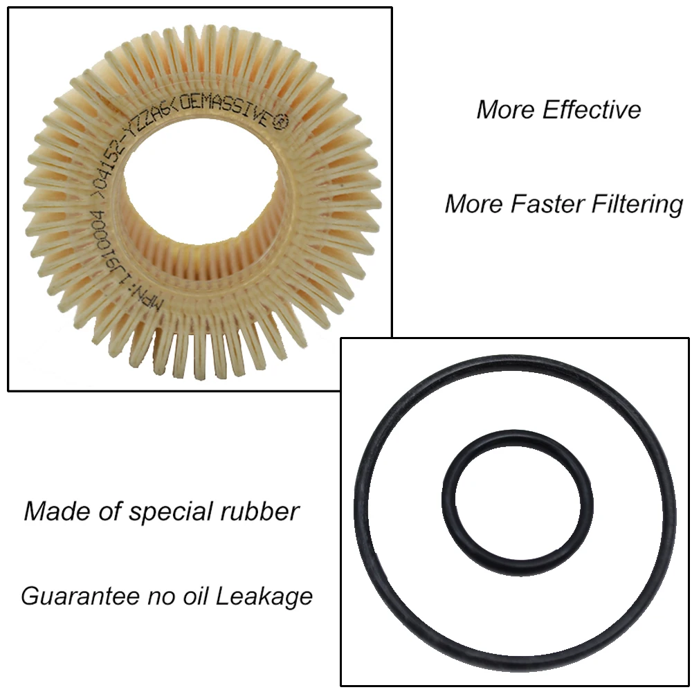 Oil Filter Kit Compatible With Prius, Corolla, Matrix, C-HR - Replaces 04152-YZZA6 With O-Rings