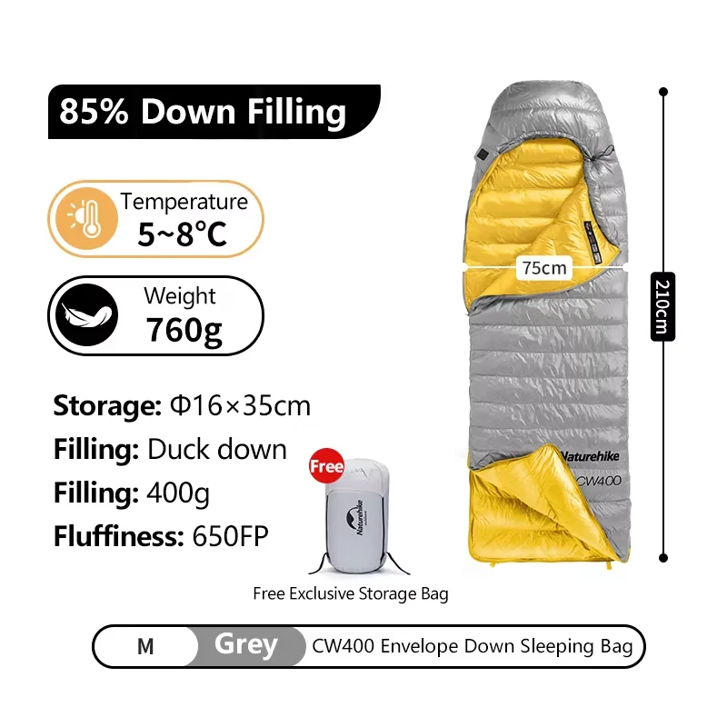 Naturehike CW400 CW700 寝袋軽量ダックダウン冬厚く暖かい超軽量屋外
