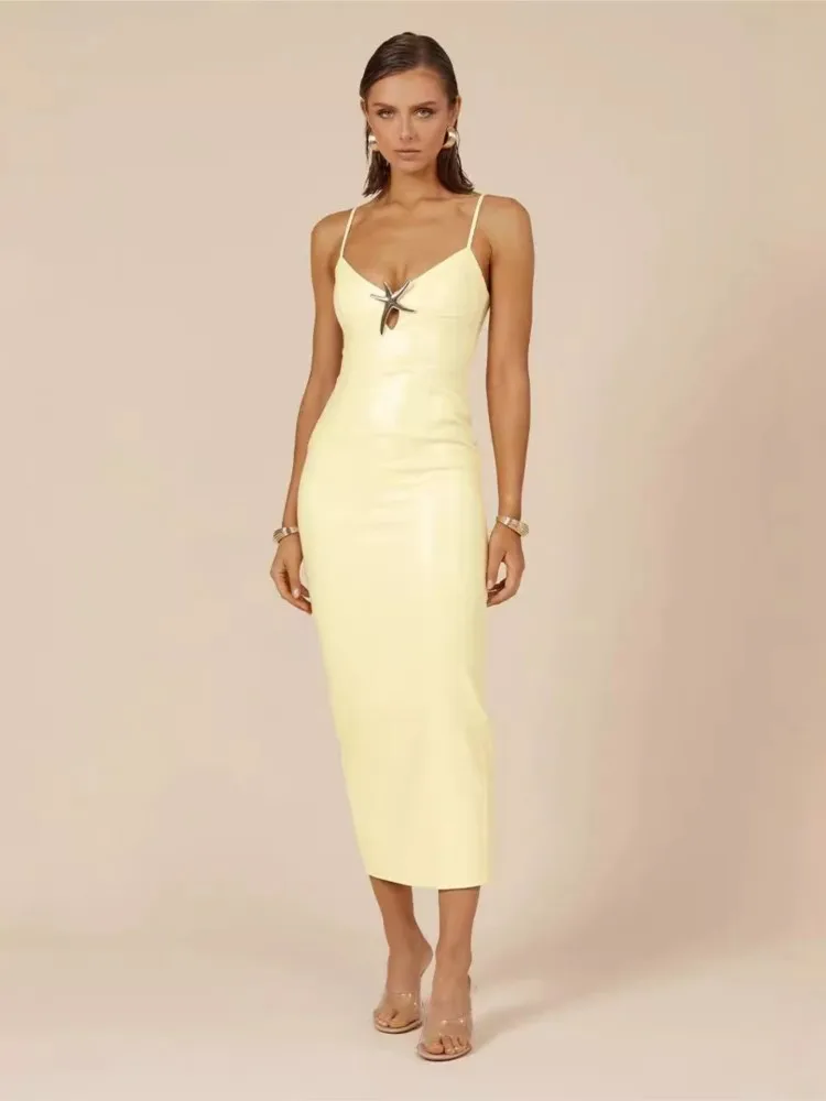Sequins Gradient Spaghetti Strap Slim Maxi Dress Women Starfish Hollow Out Sleeveless Package Hip Sparkle Slit Party Dresses 4