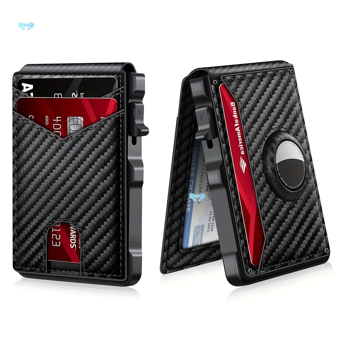 Men's Pop-Up Aluminum Carbon Fiber RFID Blocking Wallet with AirTag Slot