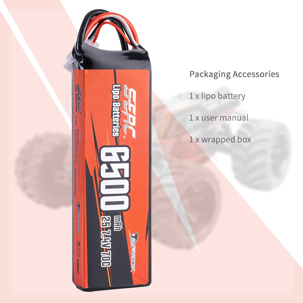 Sunpadow 2S Lipo Battery for 6500mAh 7.4V 70C 100C 130C TRX Plug with RC Drone Drift Car Vehicles Monster Truck Tank Boats 6