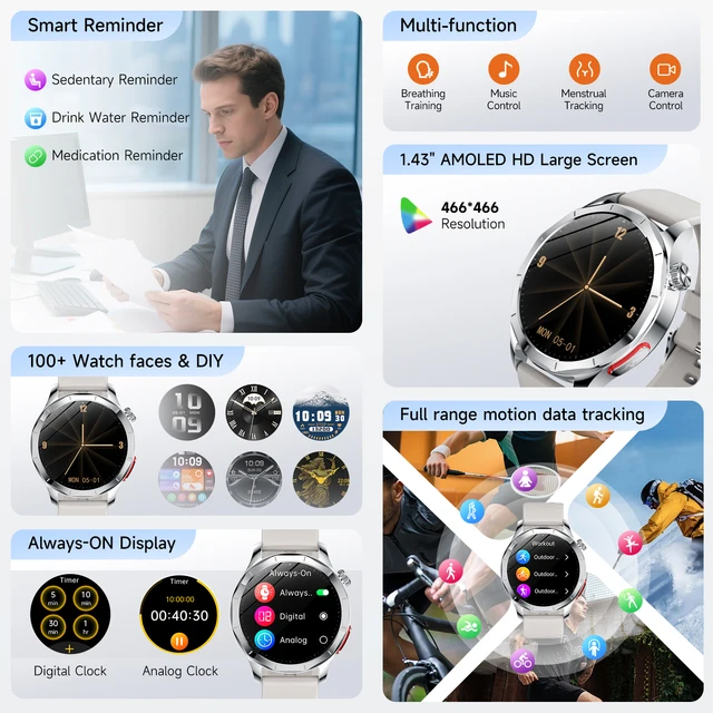 Marsyu AI-GPT Nursing Grade Health Smart Watch Body Fat Uric Acid ECG+PPG Body Fat BP HD Call Sports Smart watch For Men Women - Image 6