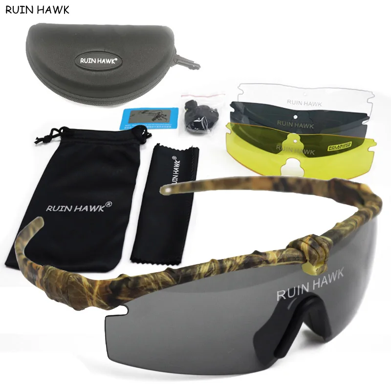 Gafas polarizadas tácticas militares para hombres, gafas de caza, tiro del ejército, gafas de sol para senderismo al aire libre, ciclismo, 4 lentes