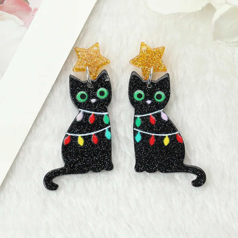 Ladies' fashionable cat design with cute earrings 5