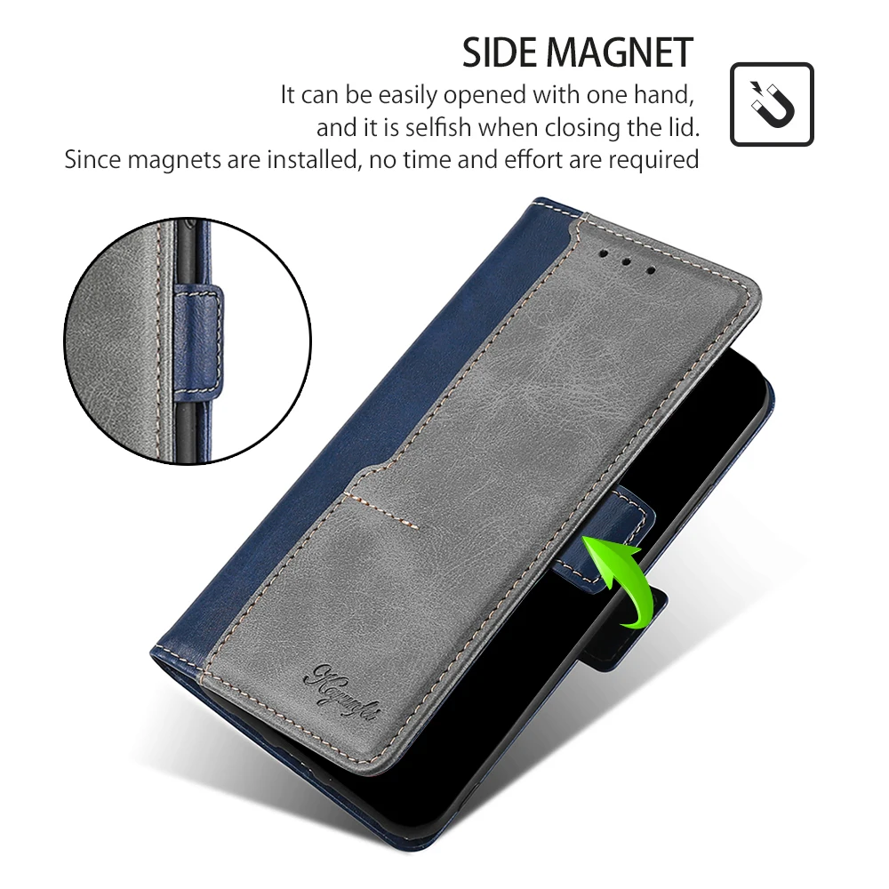 Elegant Business Book Style Multi Card Leather Flip Kickstand Case Cover