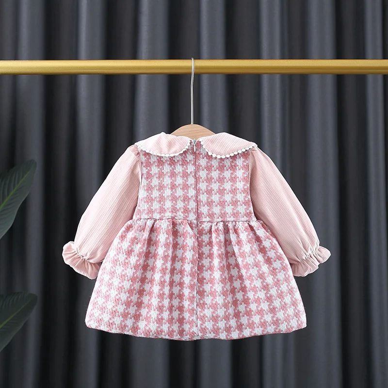 Herbst Winter Neugeborene Mädchen Kleidung Outfits Samt warme Schleife Plaid Kleid für Baby Mädchen Kleidung 1 Jahr Geburtstag Kleider Kleid