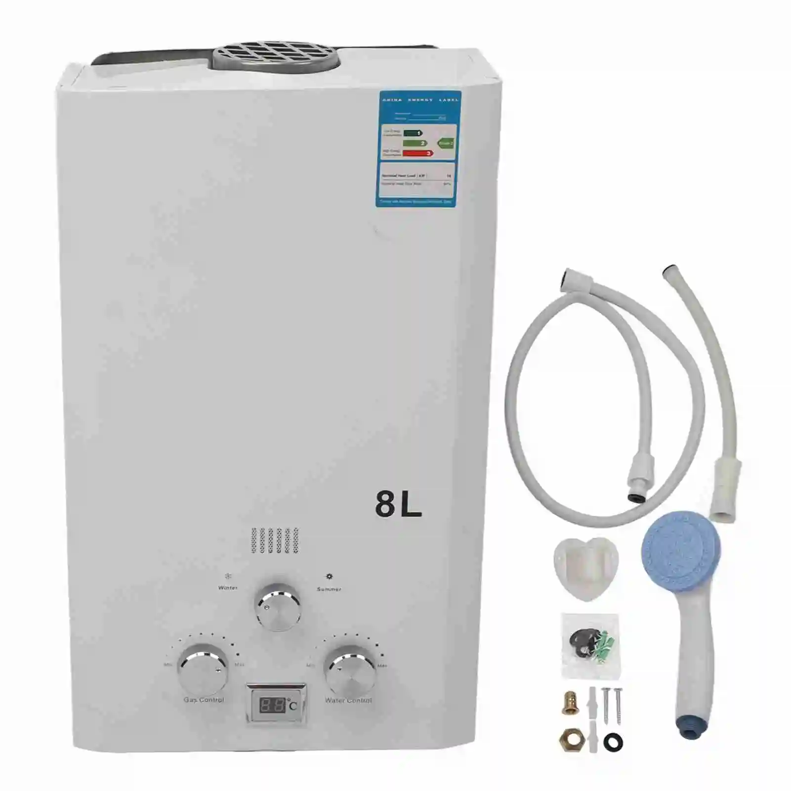 เครื่องทําน้ําอุ่นอาบน้ํา 8L เก็บน้ําอัจฉริยะขนาดเล็ก Flue Type Liquefied Gas Water Heater สําหรับห้องน้ําห้องครัว 1