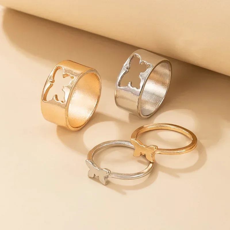 Couple Rings Punk Rings Fashion Ring Stackable Rings Finger Rings Fashion Rings Metal Rings Vintage Animal Butterfly Star Moon Heart Open Rings Women Girls Gothic Jewelry