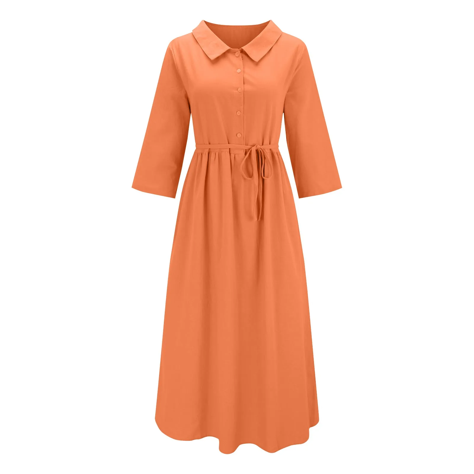 

2024 New Daily Casual Versatile Cotton Linen Solid Color Dress vestidos verano moda 2024 vestido feminino платье женское 신상원피스