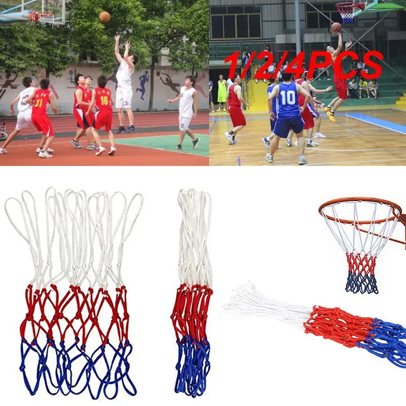 

1/2/4PCS 1-Basketball Net All-Weather Basketball Net Tri-Color Basketball Hoop Net Powered Basketball Hoop Basket Rim Net