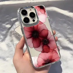 Elegant Red Floral Transparent Silicone Phone Case - Luxury Soft TPU Back Cover - Pixel 10 Pro 5G (LYK - 408LY269521A1)