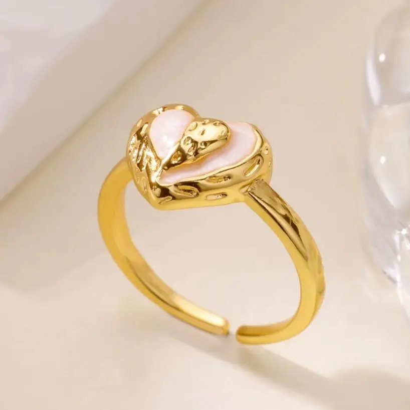Irregular Heart Rings For Women Gold Stainless Steel