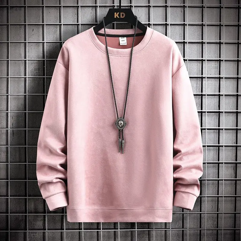 Fashion O-Neck Loose Casual Solid Color Sweatshirts Mens Clothing 2023 Autumn Winter Oversized Korean Tops All-match Sweatshirts