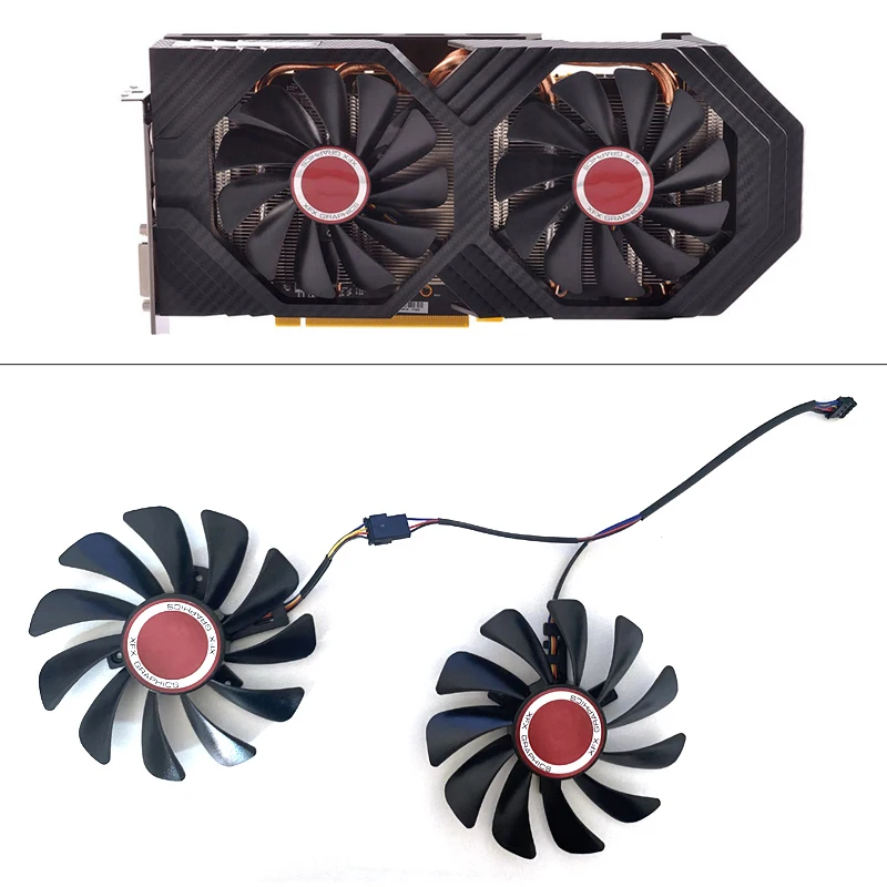 Gpu Video Card Cooler Fan para Xfx Placa de Vídeo Vga Cooling Fdc10u12s9-c Cf1010u12s 95 mm Rx590 rx 590 580 Novo Peças por Conjunto
