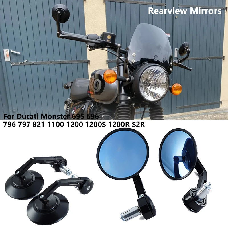 

Motorcycle CNC Rear View Side Mirrors Handle Bar End Mirror Fit For Ducati Monster 695 696 796 797 821 1100 1200 1200S 1200R S2R