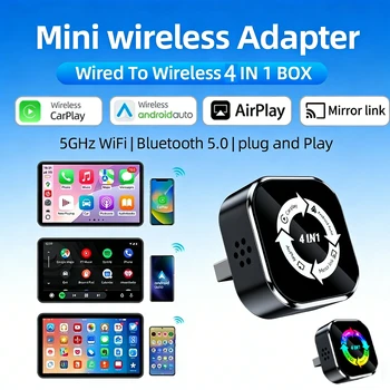 Nuovo 4-in-1 Wireless Carplay per auto Airplay Mirror Link Android Auto Connect Adattatore Carplay wireless 3in1 per Apple e Android