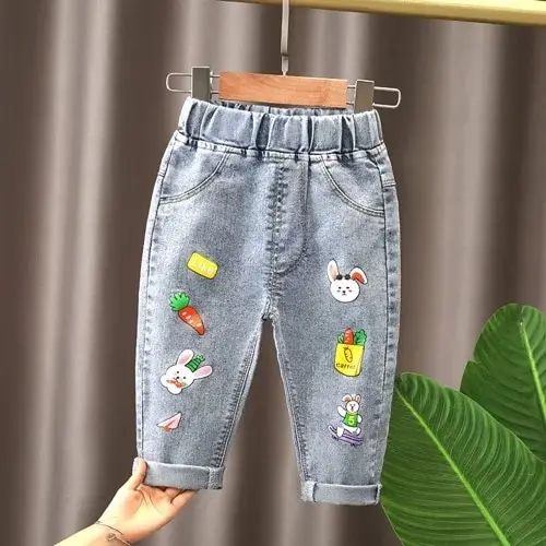 Jeans in denim pour fills, pants anti-chute pour enfants, vêtements de danse animés pour tout-petits
