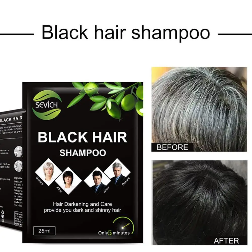 

25ml Natural Plant Black Hair Shampoo Hair Dye White Hair Darkening Black Hair Color Dye For Cover Gray White Hair Dye