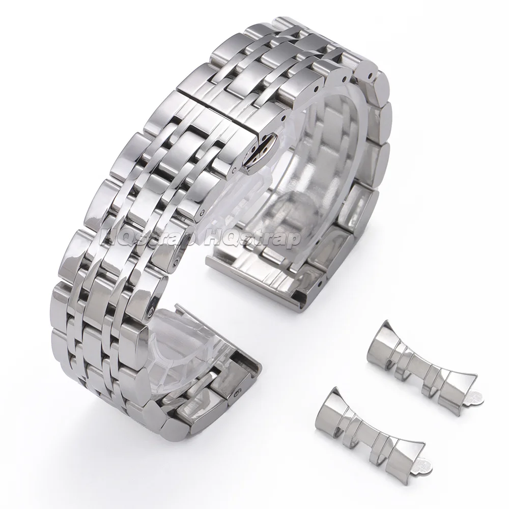 Premium Stainless Steel Watch Strap with Deployment Clasp - Adjustable Metal Band