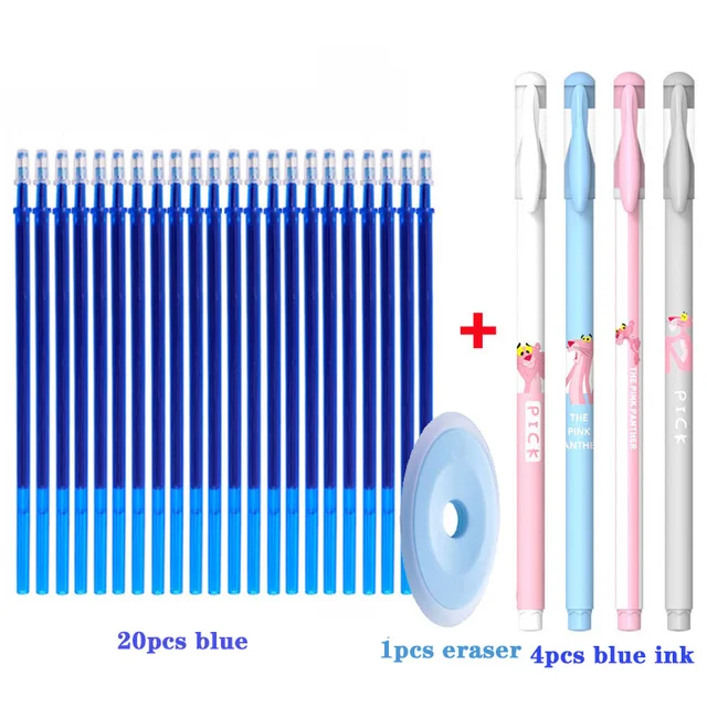 25 pcs/set Erasable Gel Pen Refills Rod 0.5mm Washable Handle Magic Erasable Pen for School Pen Writing Tools Kawaii Stationery 25pc blue set