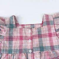 Ensemble deux pièces d'été décontracté et élégant pour filles et adolescentes de 3 à 10 ans : haut à carreaux à col carré rose + pantalon large 5