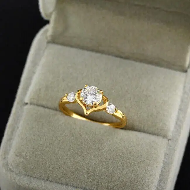 Bague coeur remplie d'or 18 carats, bijoux fantaisie, meilleur cadeau, taille 7