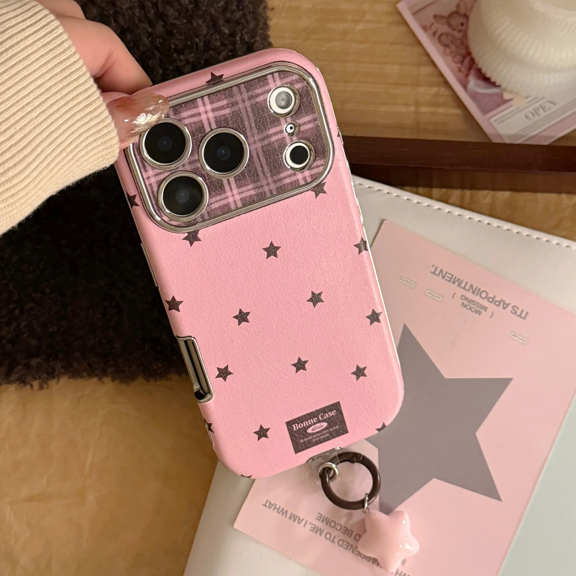 Korean Retro Stars Plating Leather Case image 4