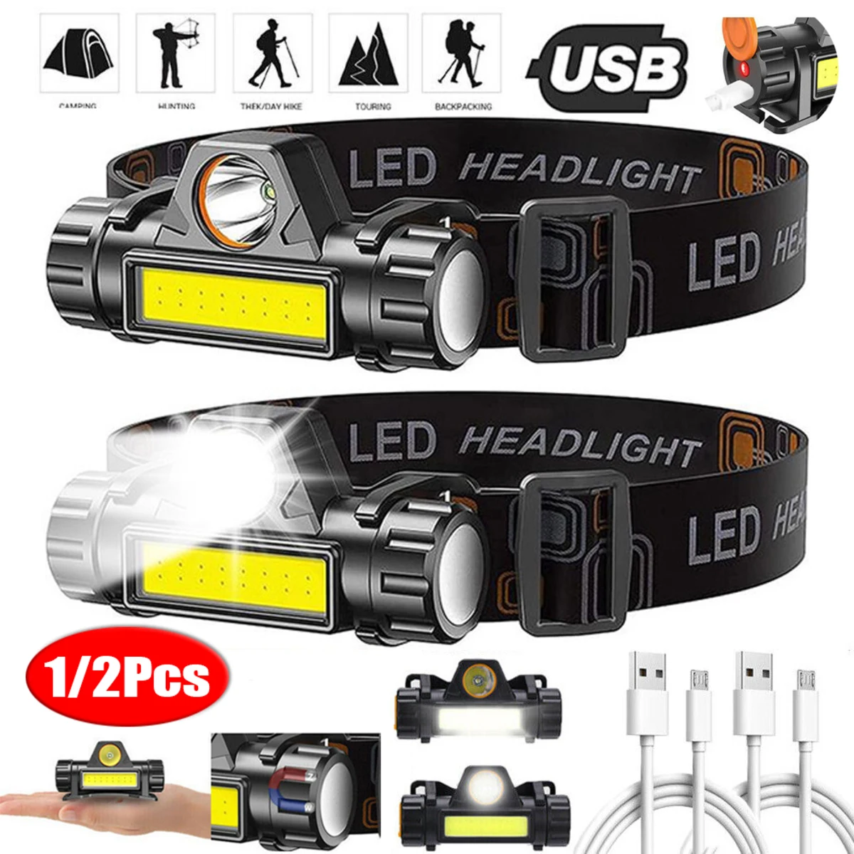 Rechargeable Headlamp Lightweight LED Torch Headlamp Work Light