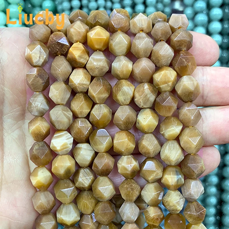 

Natural Stone Faceted Gold Tiger Eye Stone agate Beads For Jewelry Making DIY Ear Studs headwear Crafts 15" Wholesales 6/8/10/MM
