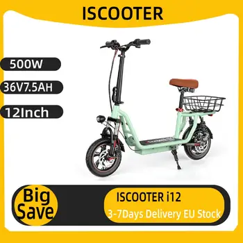 ISCOOTER i12 Scooter elettrico per adulti 500W Motore E-Scooter 36V7.5AH Batteria Scooter elettrico Scooter elettrico per pneumatici da strada da 12 pollici
