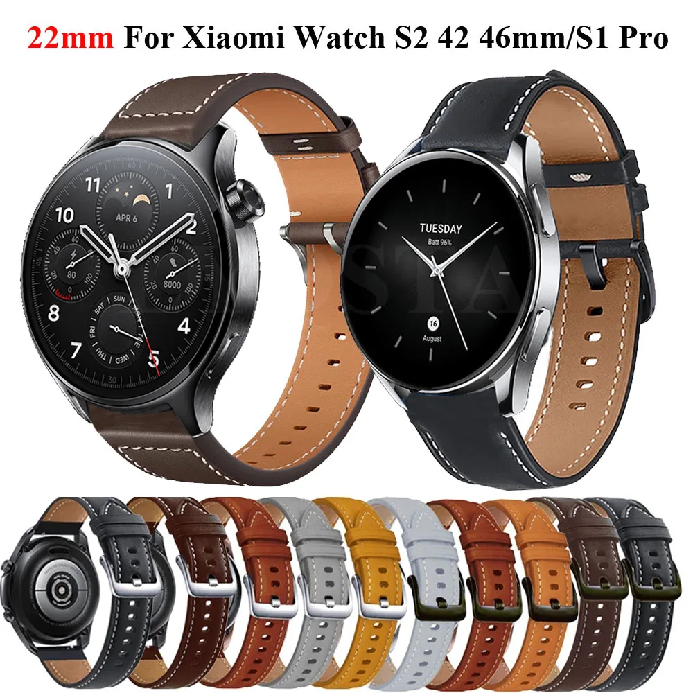 Bracciale 22Mm Cinturino In Pelle Per Xiaomi Mi Watch S2 42 46Mm/S1 Pro/Active/Watch Color 2 Cinturino Per Cinturino Mibro X1/A1