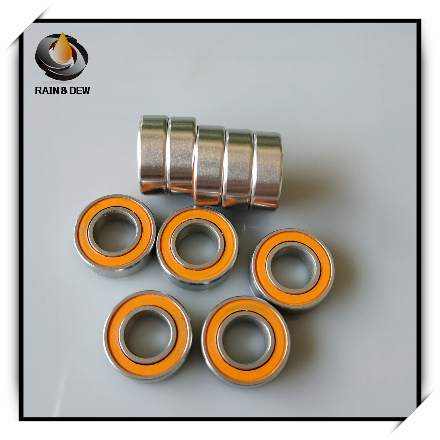 3 x 10 x 4 mmセラミックハイブリッドオレンジシールABEC 7釣りリールベアリング - 2 - Pack 3 x 10 x 4 mmセラミックハイブリッドメタルシールドABEC 5釣りリール