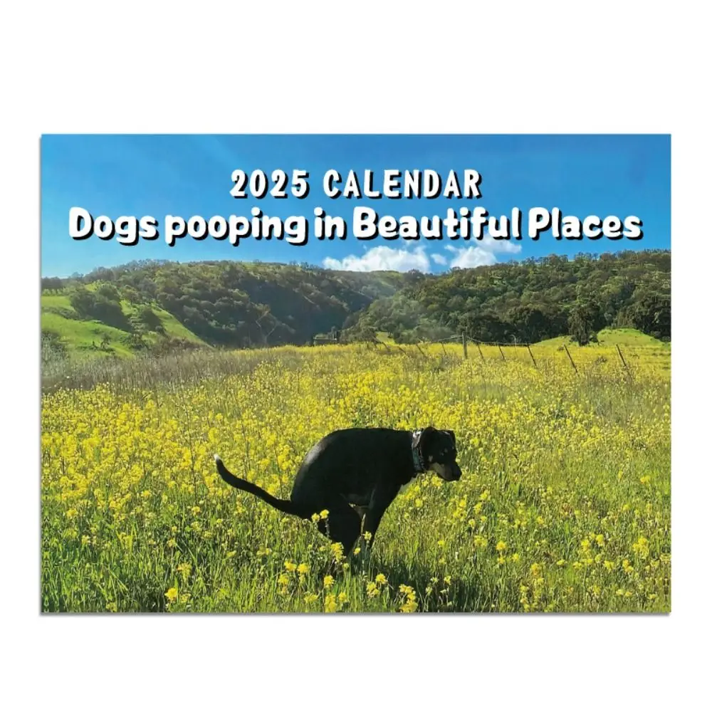 Calendar Funny Dogs Pooping Calendar Hangable Daily Weekly Monthly Planner Durable Wall Home Desktop