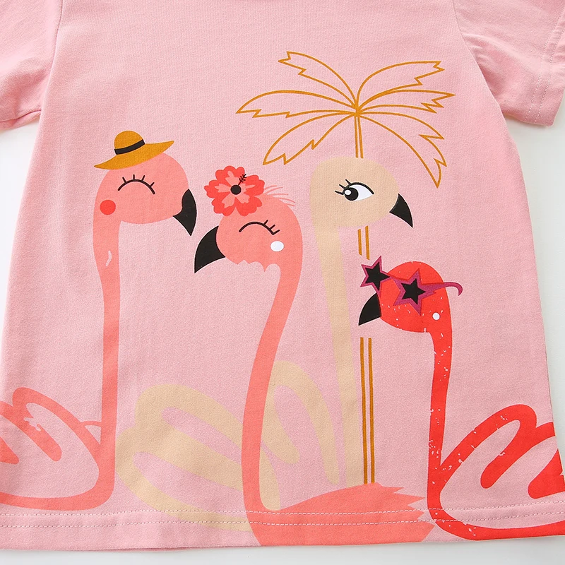 2Pcs/set Summer Two-pieces Tracksuits Toddler Baby Boys Children's Clothing Cartoon Flamingo Kids Clothes Top+ Pants