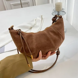 Luxury Velvet Zippered Shoulder Bag - Elegant Solid Color Crossbody Handbag (Khaki - Faux Suede)