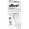 Over The Toilet Storage with Drawers, Large Bathroom Space Saver Organizer Rack, Freestanding Behind Toilet Stand with 6-Tier 1