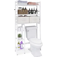 Over The Toilet Storage with Drawers, Large Bathroom Space Saver Organizer Rack, Freestanding Behind Toilet Stand with 6-Tier 1