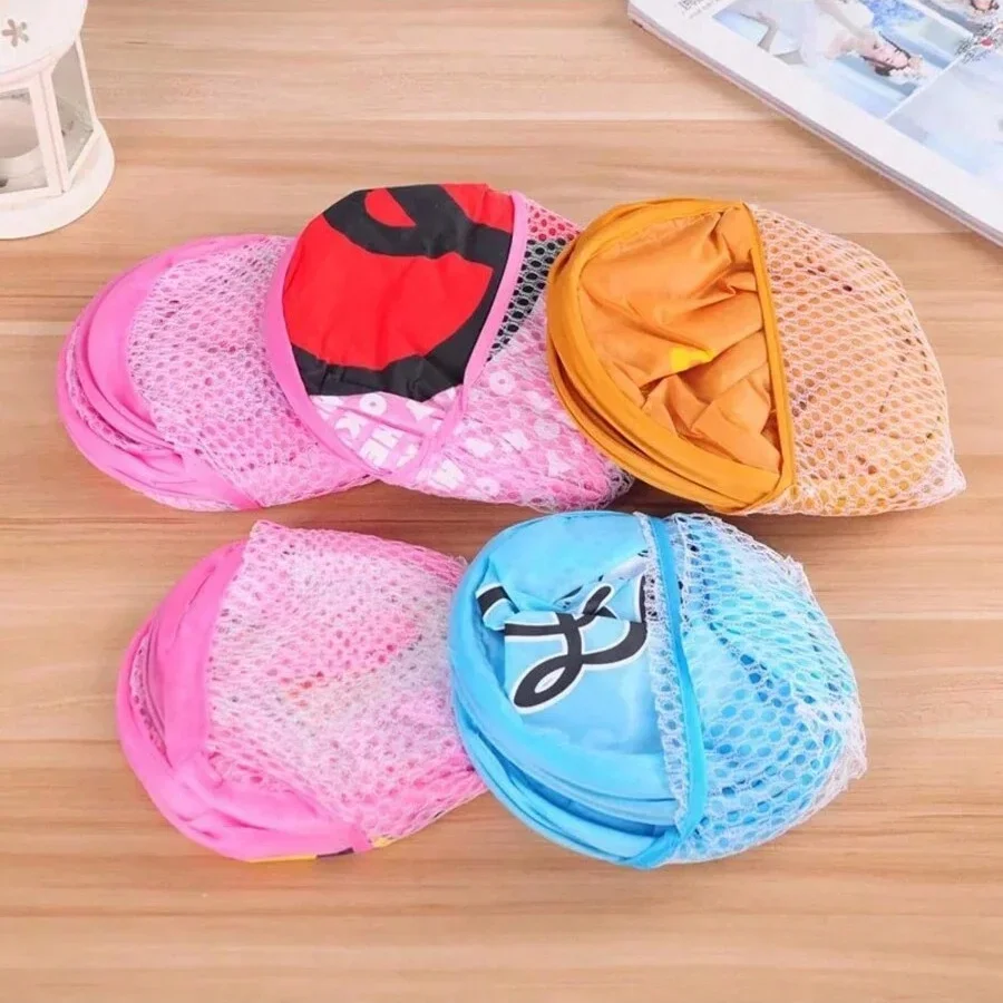 Cartoon Mesh Clothes Storage Basket Folding Pop-Up Dirty Clothes Laundry Hamper Kids Toys Bag Side Pocket
