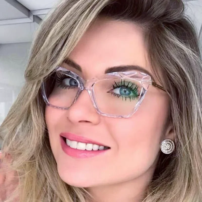 New Cat's Eye Reading Glasses for Women Fashion Luxury Blue Light Blocking Presbyopia Transparent Man Far Sight Glasses +1.0 4.0 2