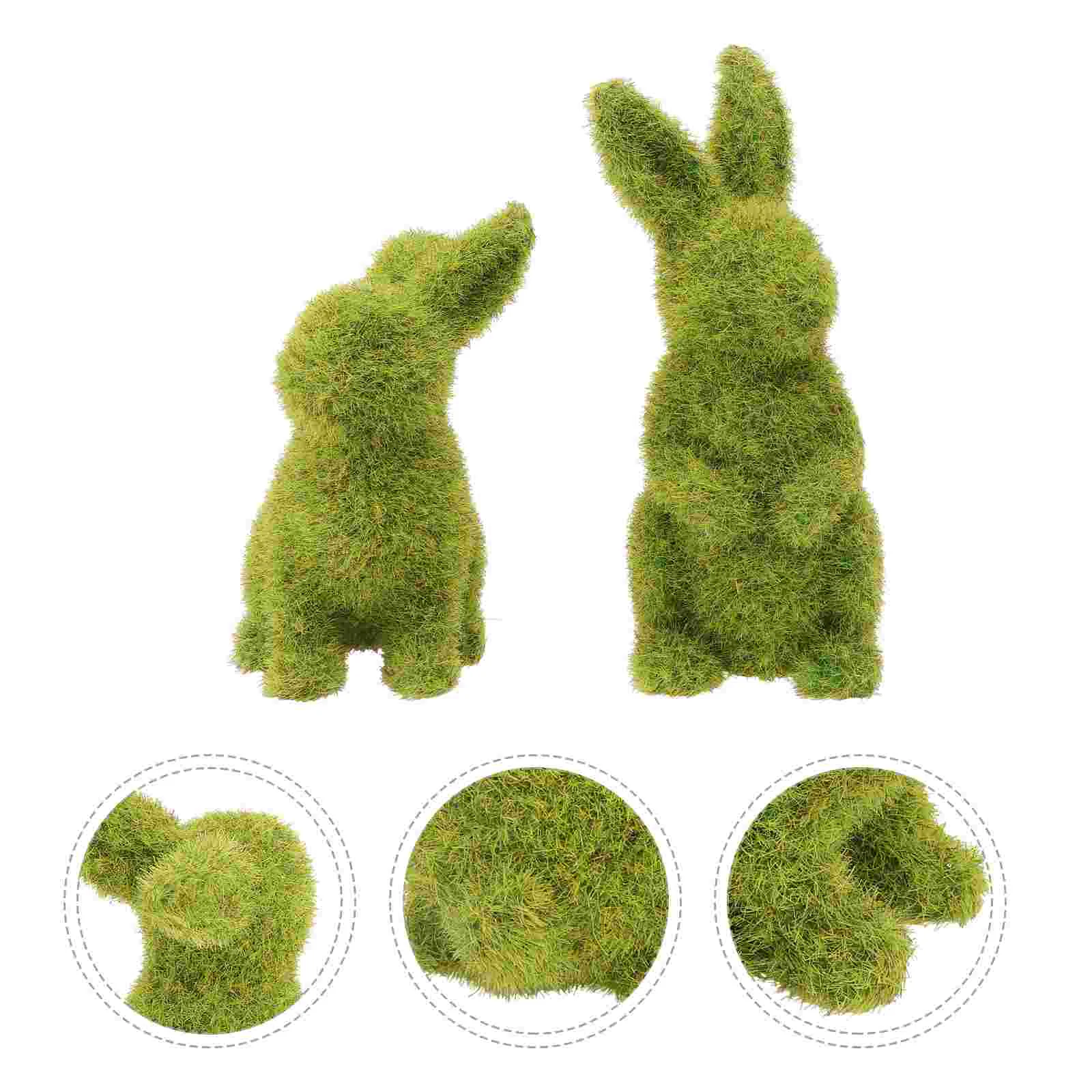 

Easter Rabbit Artificial Turf Grass Moss Flocked Bunny Animal Ornament Miniature Landscape Party Greenery Decoration