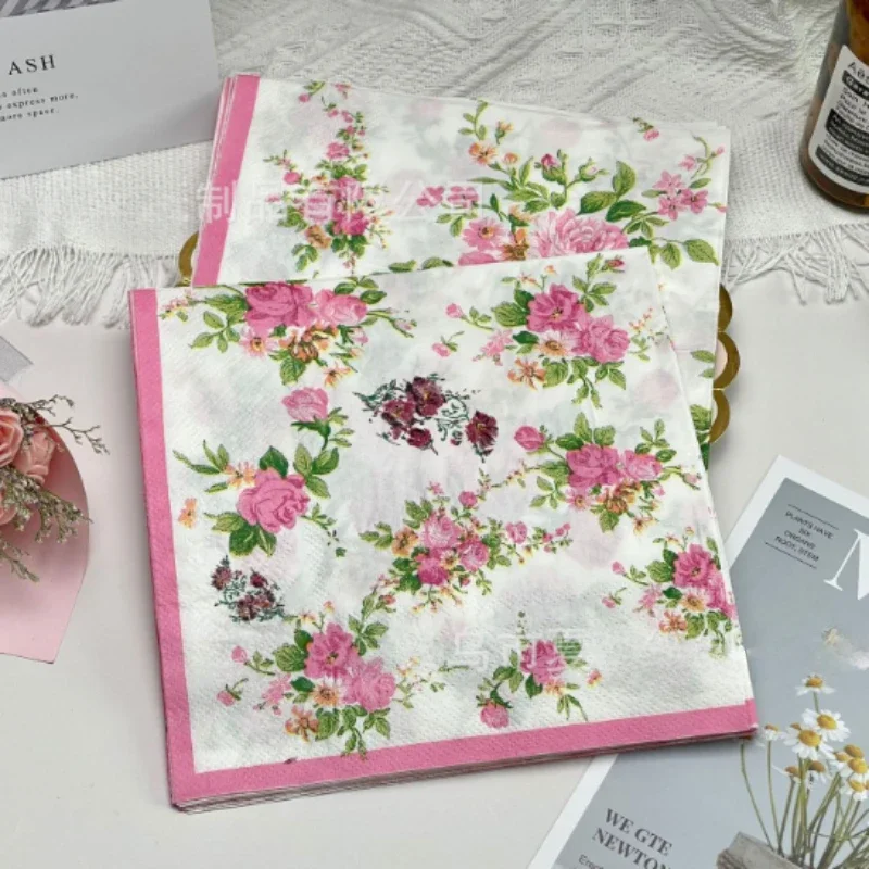 20pcs Floral Printed Handkerchiefs Party Event Napkins Mother & Baby Food Grade Colourful Fragrance Free Facial Tissues