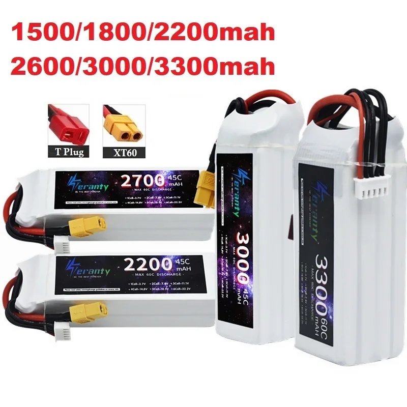 Batterie Lipo 4S 14.8V pour drone, câbles et connecteur XT60 visibles