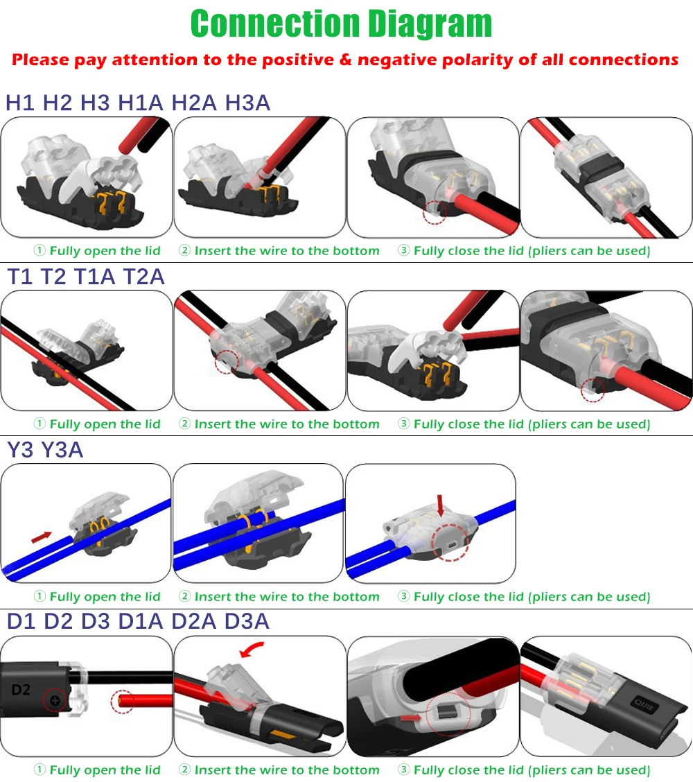Cable Terminal Electric Wire Connector Clamp Block Quick Splice Scotch Lock Crimp For LED Car Wiring Joint Kit Tool Accessories wire connectors