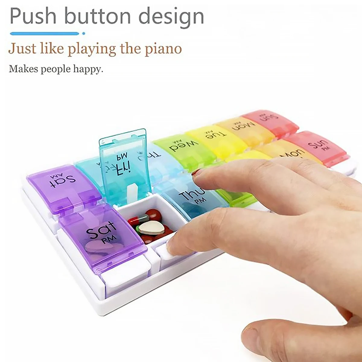 Portable AM/PM Pill Organizer for Tablets, Vitamins, and Supplements