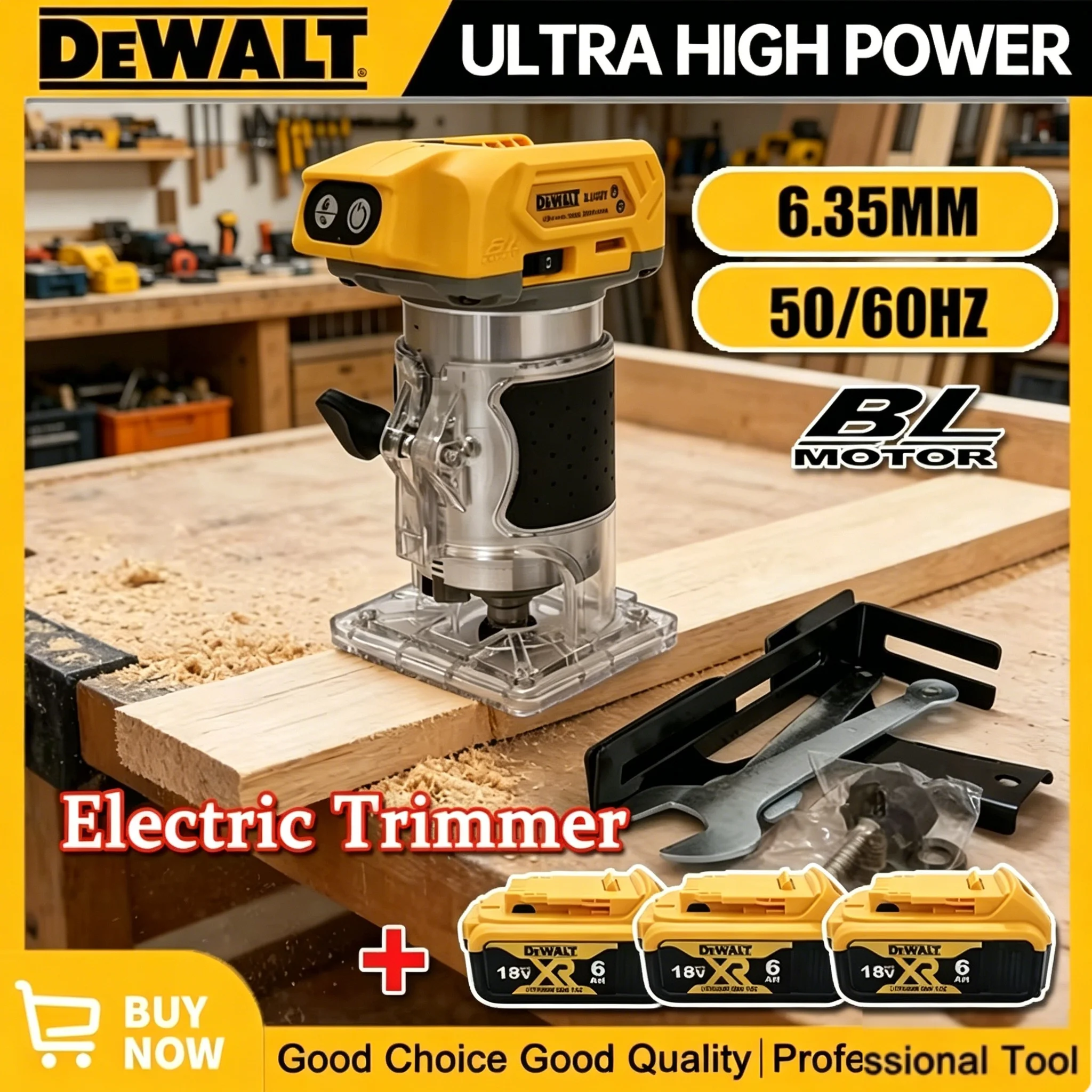 Dewalt 800W 브러시리스 전기 트리머 목공 트리밍 기계 Dewalt 20V 배터리용 무선 소형 목재 라우터