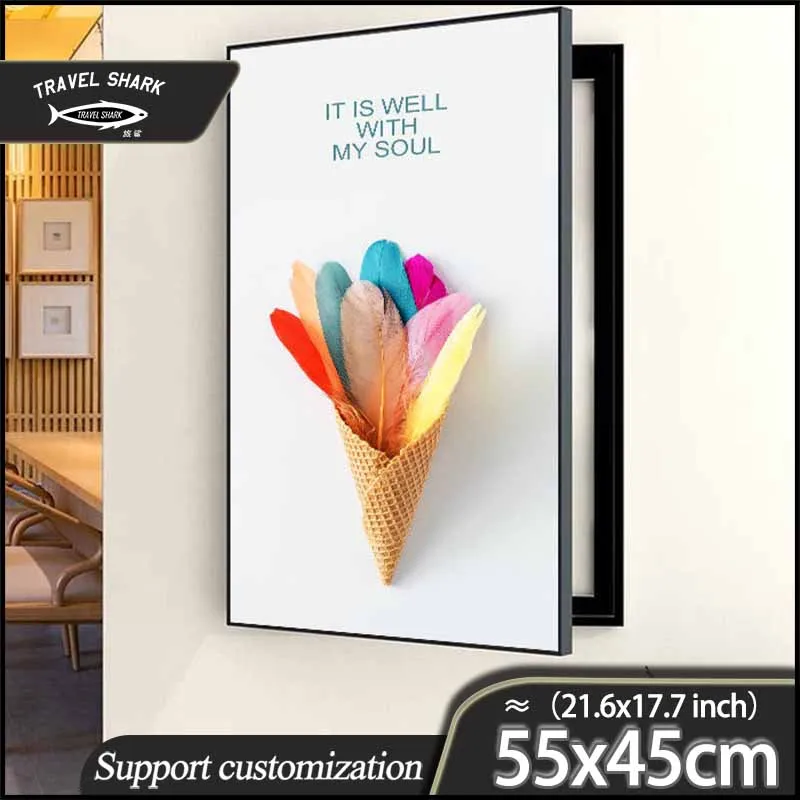 

Креативная декоративная картина «Акула» для путешествий, электрическая коробка для дома, Настенная картина для живой комнаты, плакат с фоторамкой 55x45 см