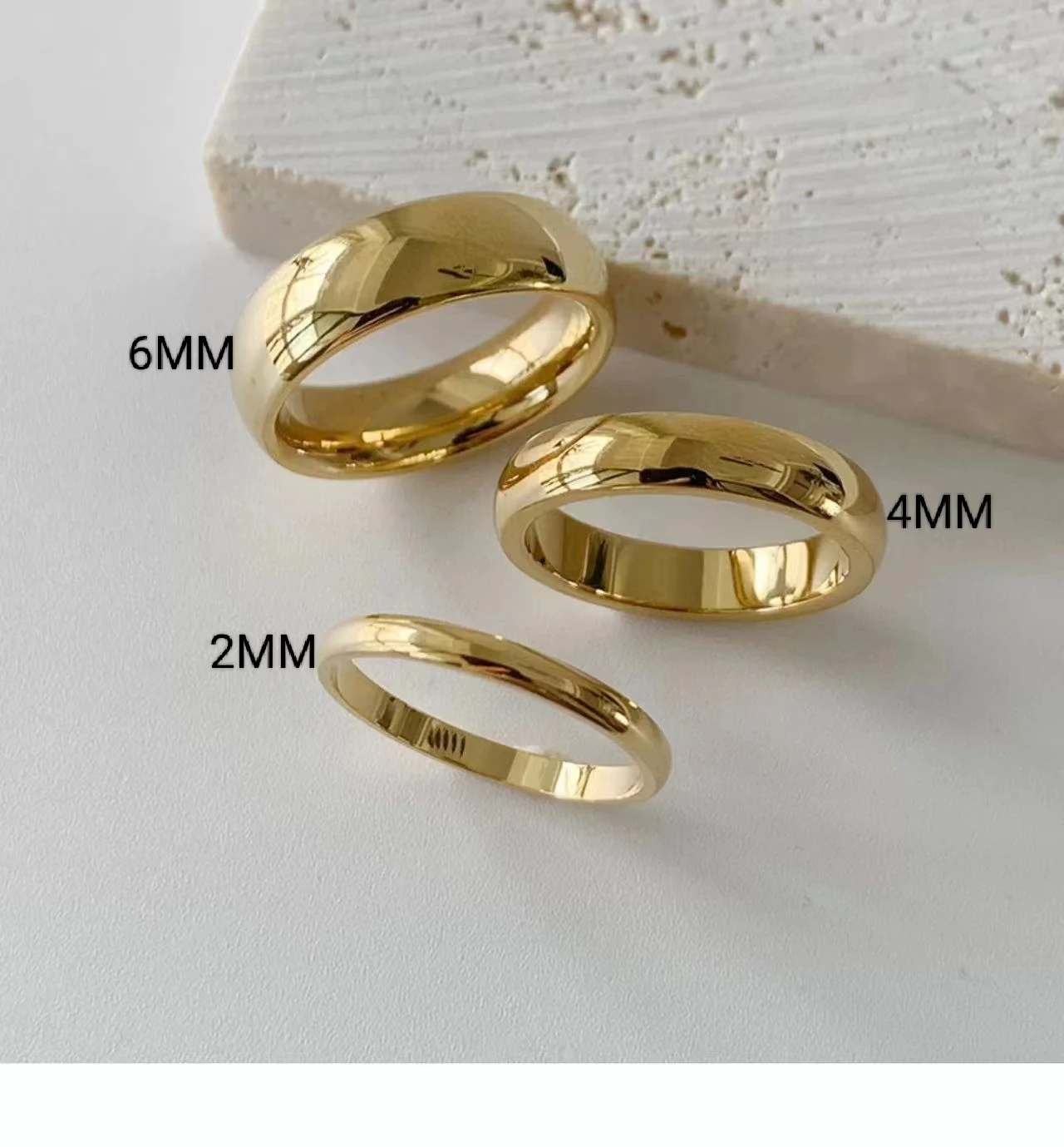 Elegant Gold-Tone Stainless Steel Couple Rings - Timeless Wedding & Engagement Jewelry